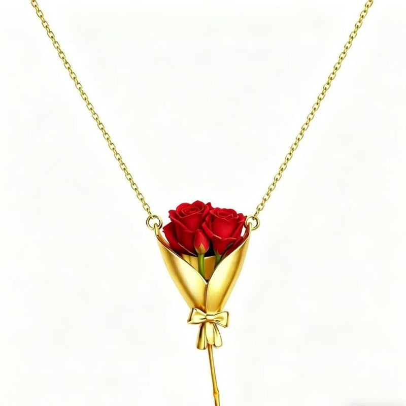 Flower Bouquet Pendant Necklace Gift