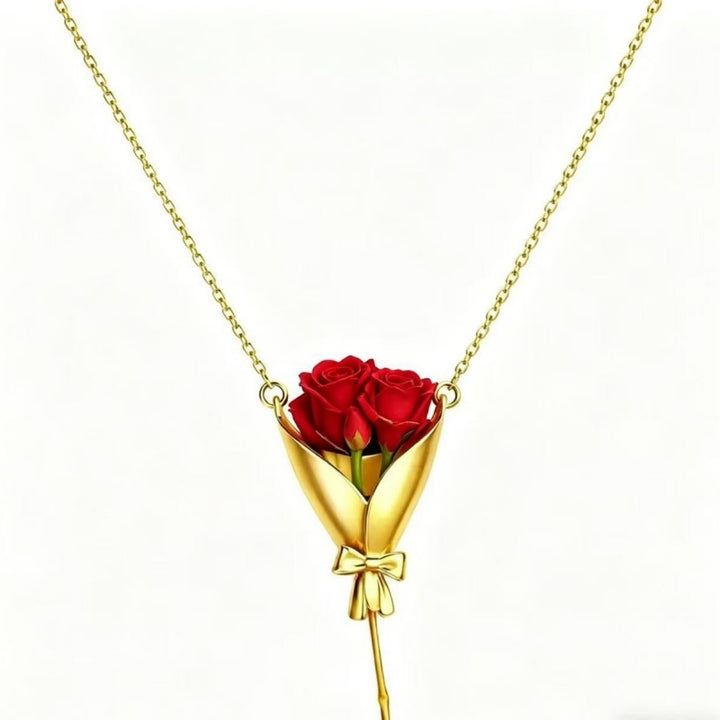 Flower Bouquet Pendant Necklace Gift