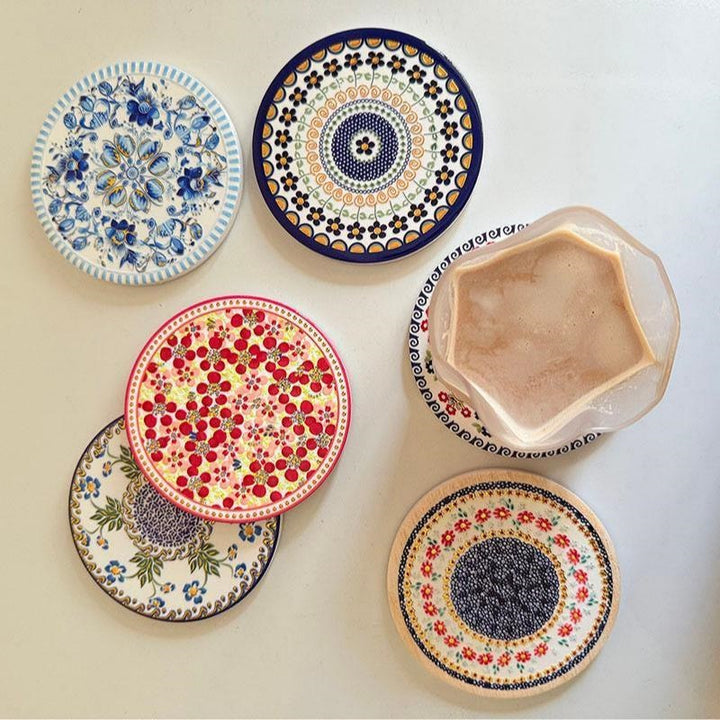 Ceramic Cork Coaster – Handcrafted Pattern Series