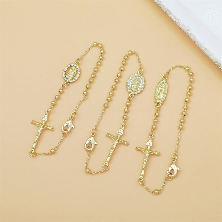Gold Mary Cross Bracelet Faith Jewelry