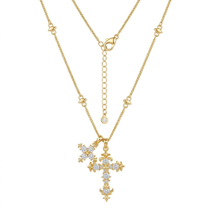 Bling Double Cross Faith Necklace