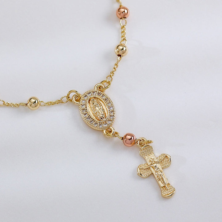Virgin Mary Cross Bracelet Multicolor Beads