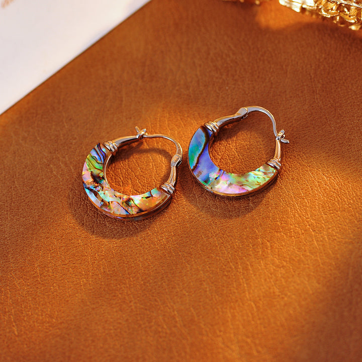 Abalone shell curved earrings