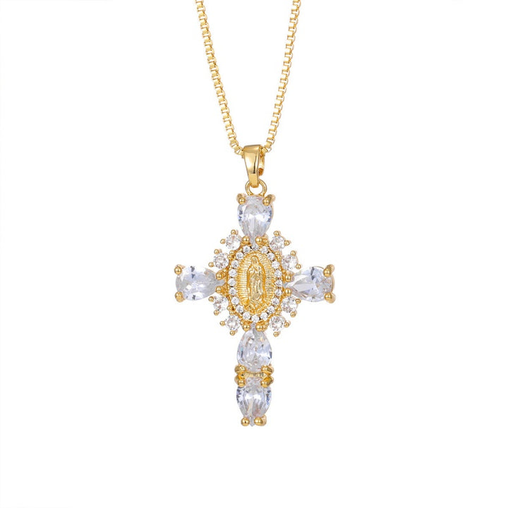 Virgen Mary Cross Necklace  with Unique