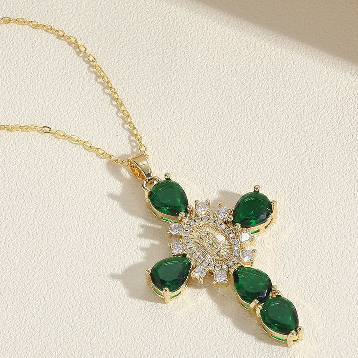 Virgen Mary Cross Necklace  with Unique