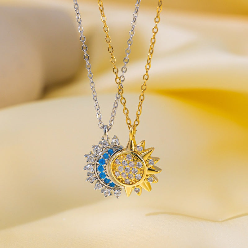 Celestial Sun Moon Necklace Set