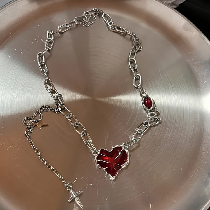 Gothic Heart Pendant Necklace Set