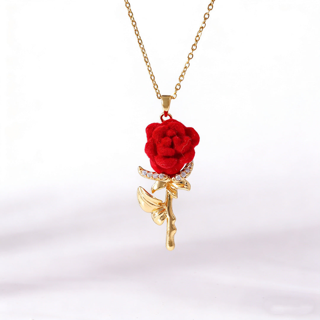 Red Rose Pendant Necklace
