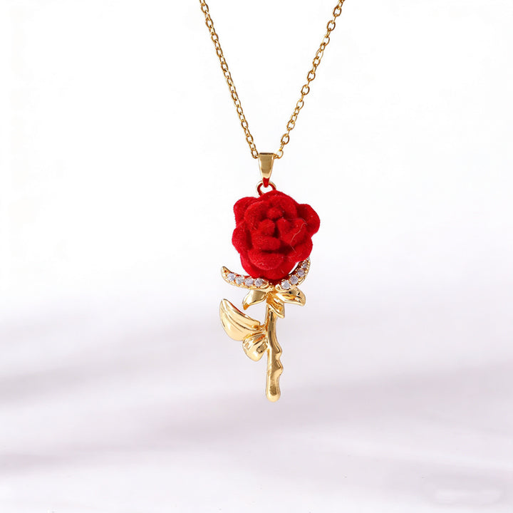 Red Rose Pendant Necklace