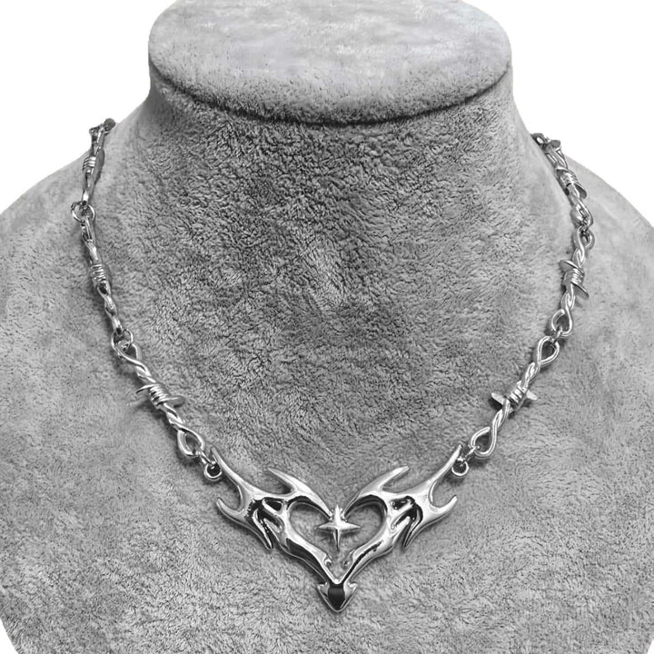Thorn Heart Flame Statement Necklace