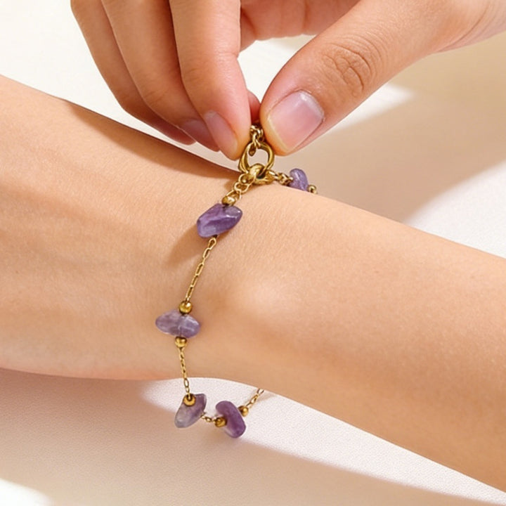 Raw Amethyst Jewelry Set Gold Chain