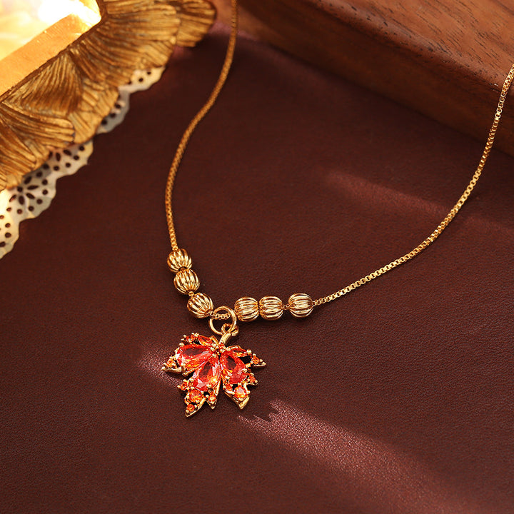 Red Maple Leaf Jewelry Set for Fall