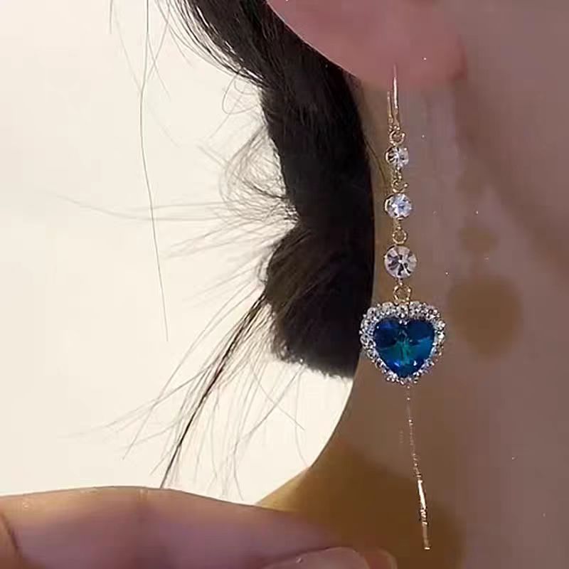 Threader Earrings Heart Tassel Date Night