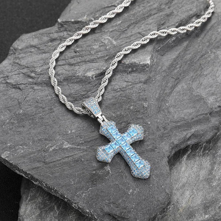 Iced Cross Pendant Chain Necklace