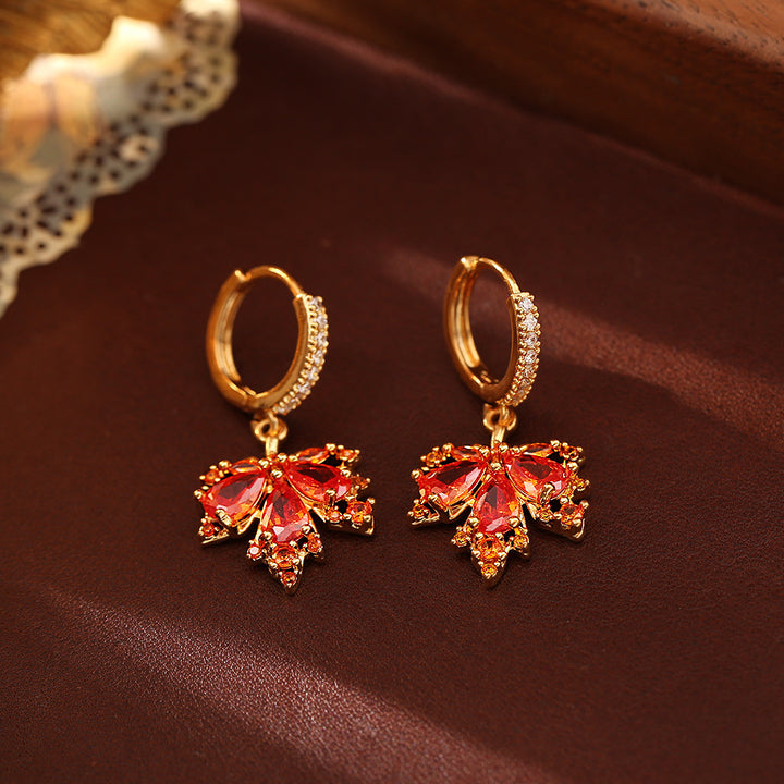 Red Maple Leaf Jewelry Set for Fall