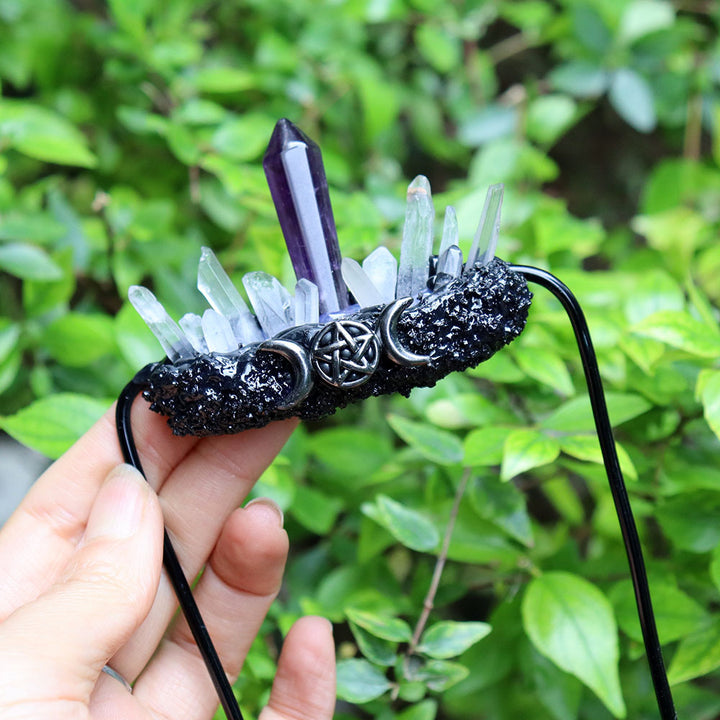 Handmade Raw Crystal Suit Pin And Hair Accessory