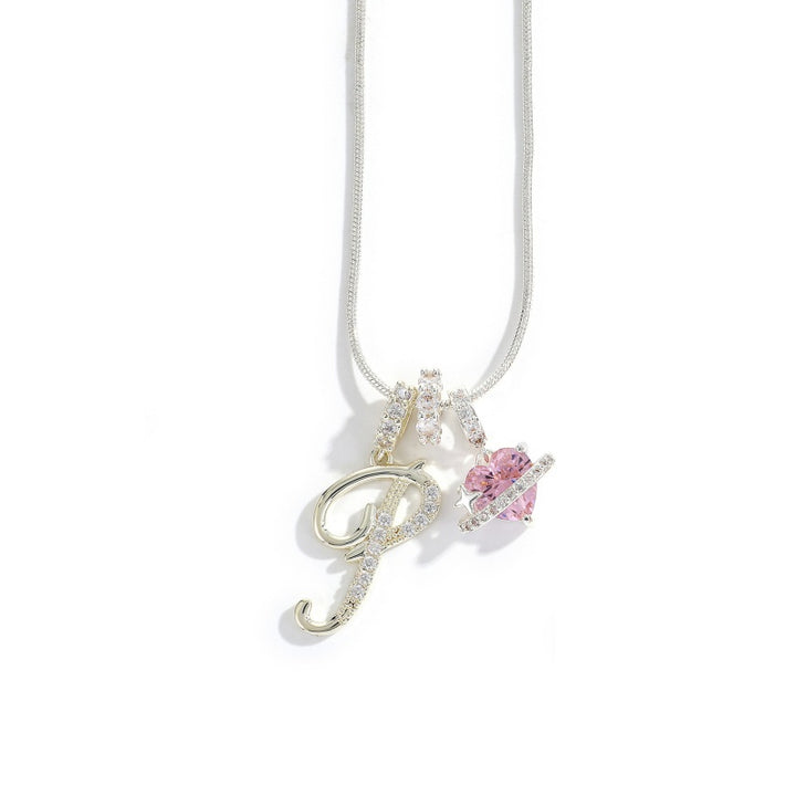 Initial Letter Heart Pendant Necklace