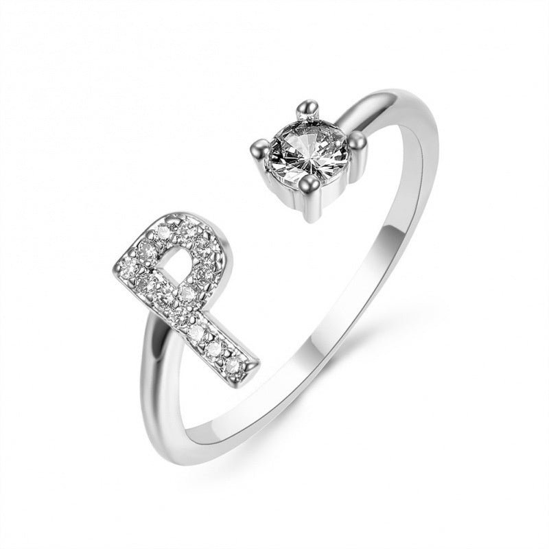 Elegant Initial Open Ring with Zircon