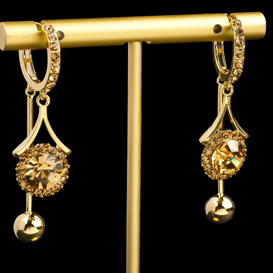 Champagne Zircon Drop Hoop Earrings for Women