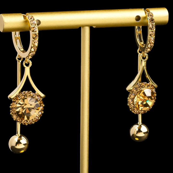Champagne Zircon Drop Hoop Earrings for Women