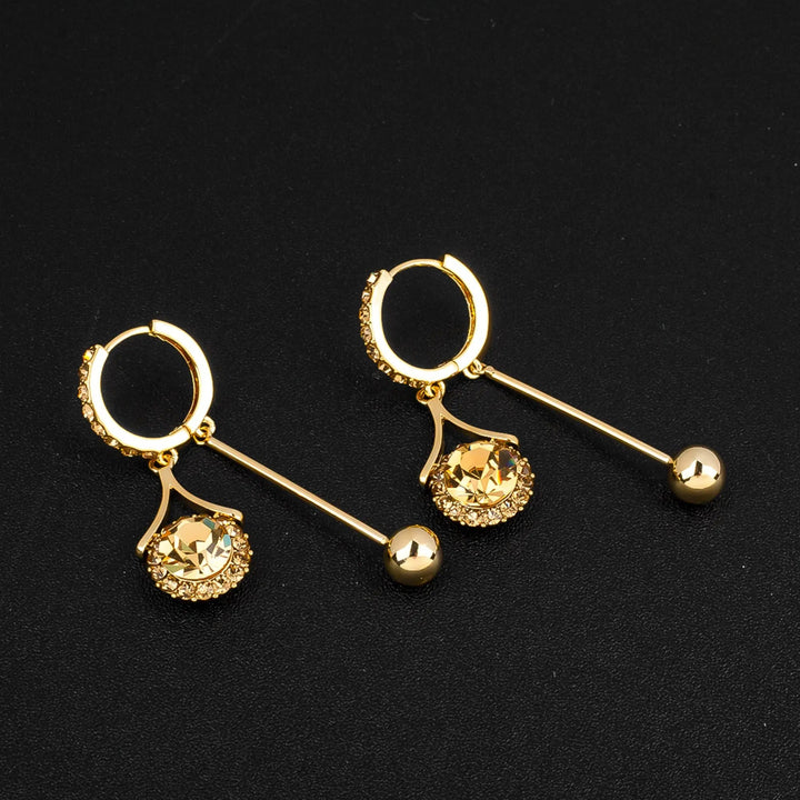Champagne Zircon Drop Hoop Earrings for Women
