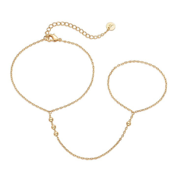 Dainty Cubic Zirconia Bracelet and Ring Handchain Jewelry
