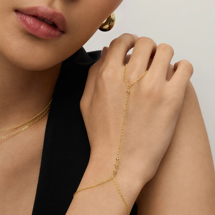 Dainty Cubic Zirconia Bracelet and Ring Handchain Jewelry