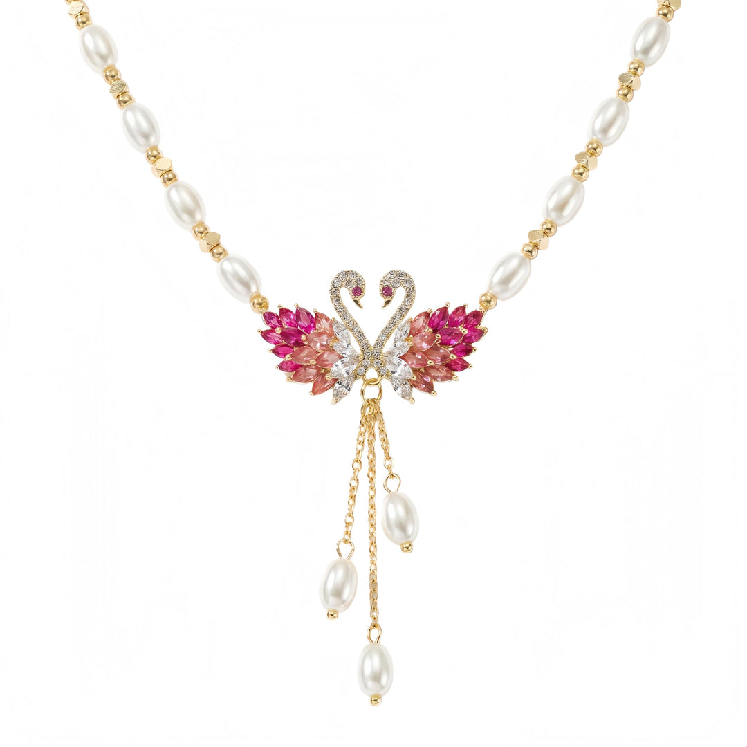 Swan Pearl Drop Necklace