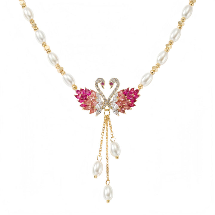 Swan Pearl Drop Necklace