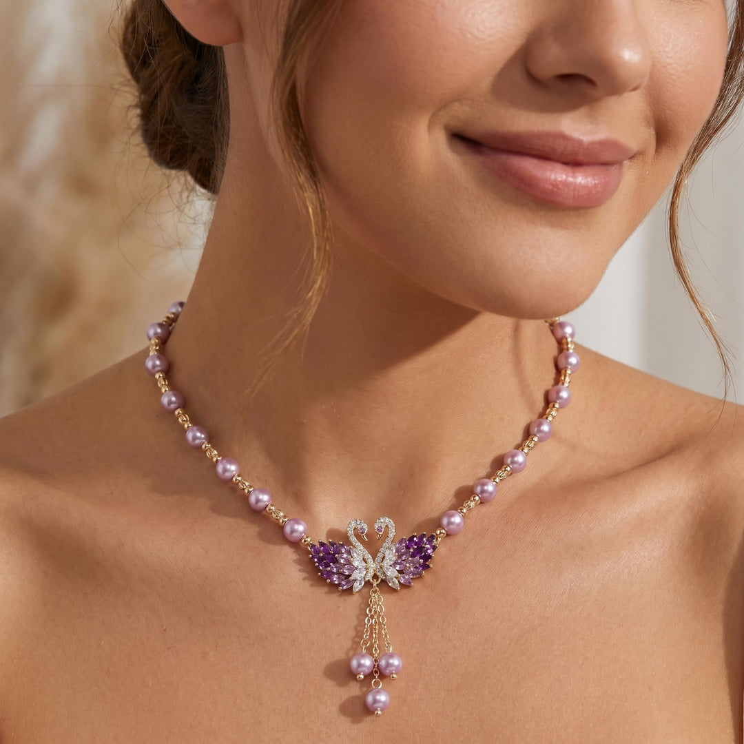 Swan Pearl Drop Necklace