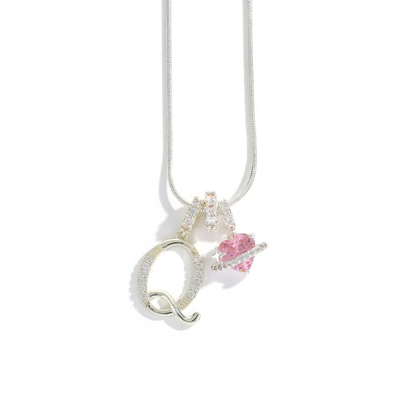 Initial Letter Heart Pendant Necklace