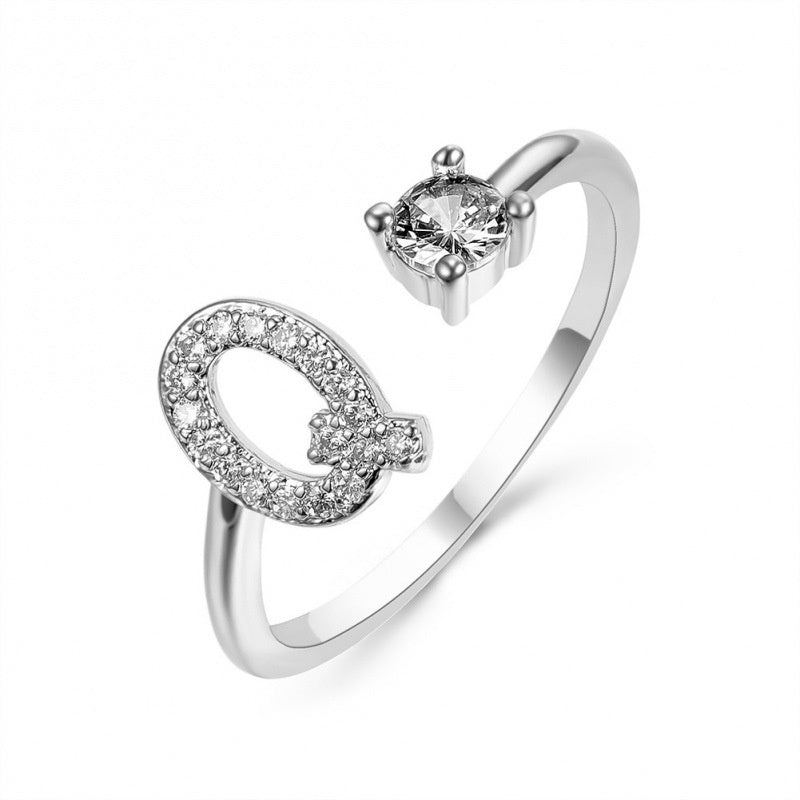 Elegant Initial Open Ring with Zircon