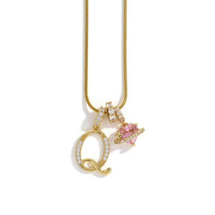 Initial Letter Heart Pendant Necklace