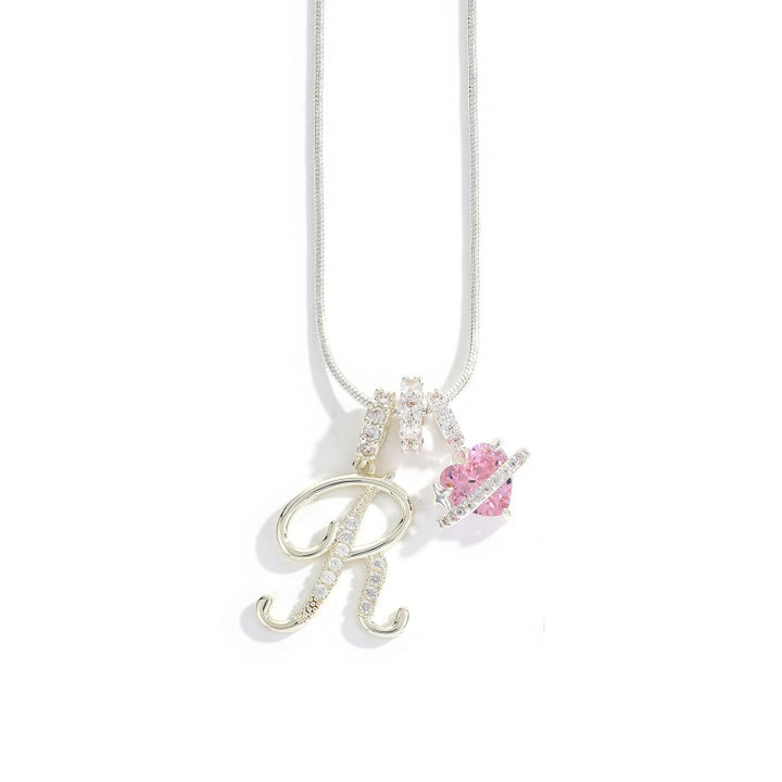 Initial Letter Heart Pendant Necklace