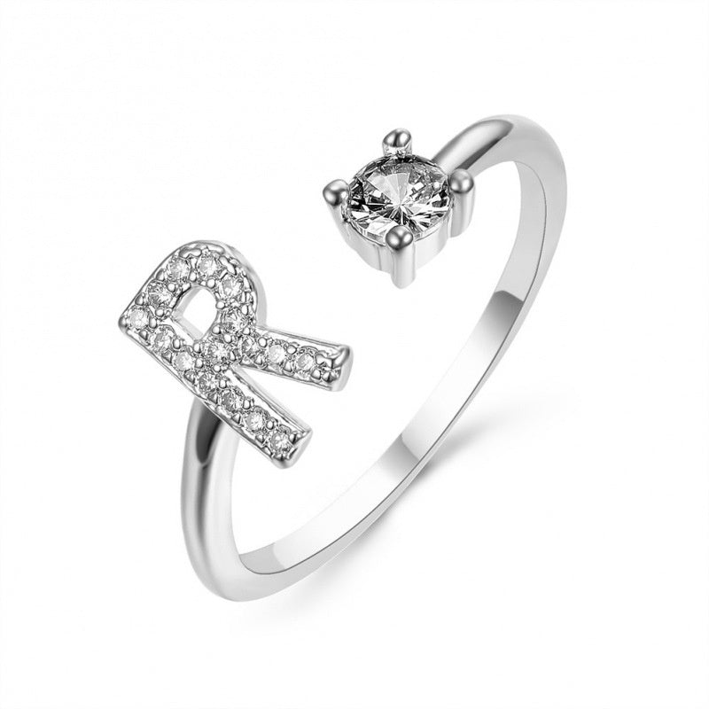 Elegant Initial Open Ring with Zircon