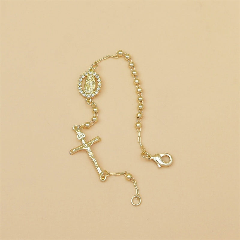 Gold Mary Cross Bracelet Faith Jewelry
