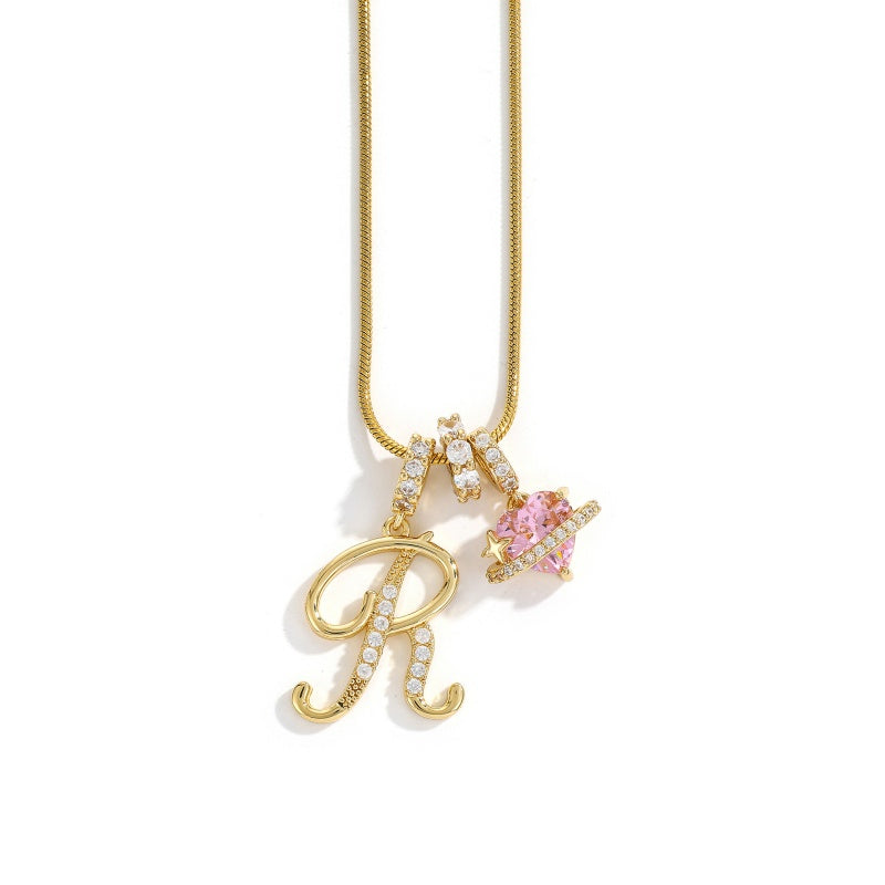 Initial Letter Heart Pendant Necklace