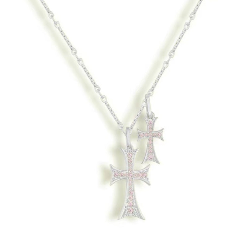 Double Cross Faith Necklace