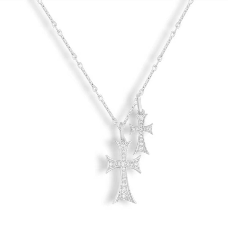 Double Cross Faith Necklace