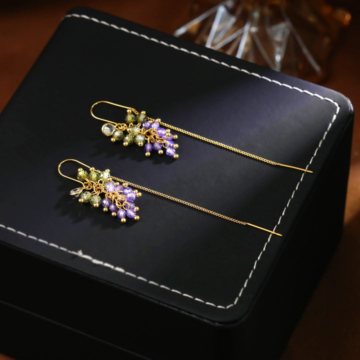Colorful Grape Threader Earrings