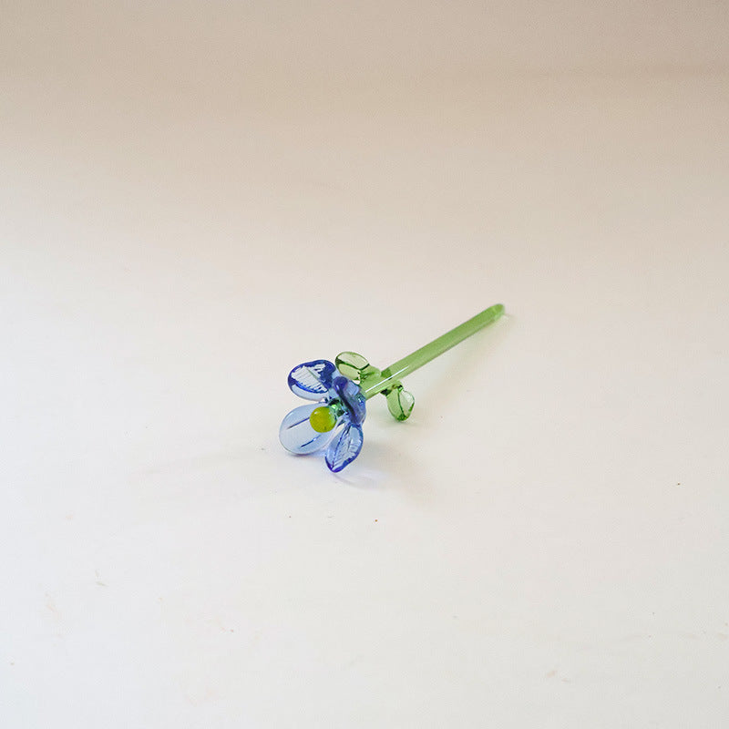Mini Glass Flower Desk Ornament Home Table Decor