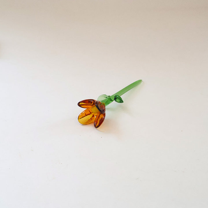 Mini Glass Flower Desk Ornament Home Table Decor