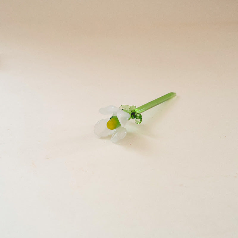 Mini Glass Flower Desk Ornament Home Table Decor