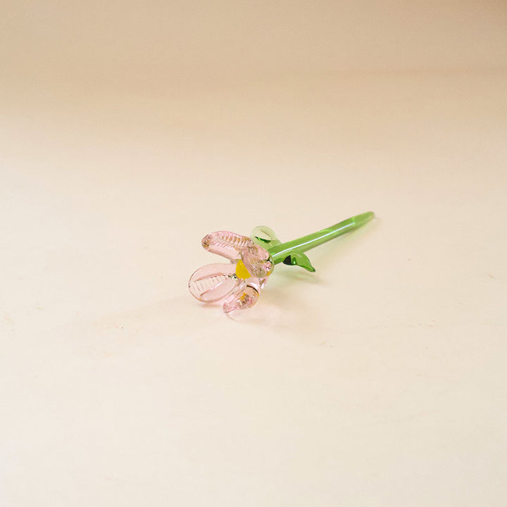 Mini Glass Flower Desk Ornament Home Table Decor