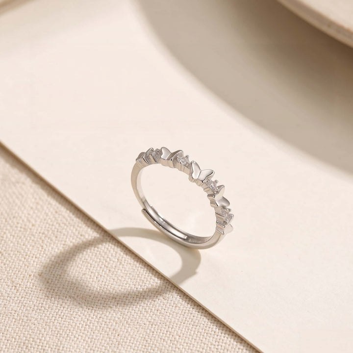 Minimalist Butterfly Band With Tiny Zircon Stones