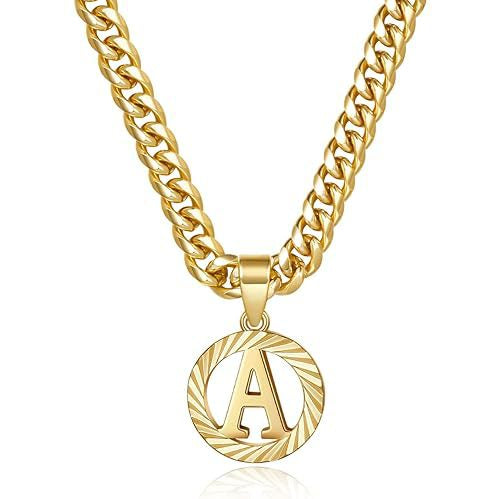 Cuban Chain Necklace with Openwork Letter Pendant