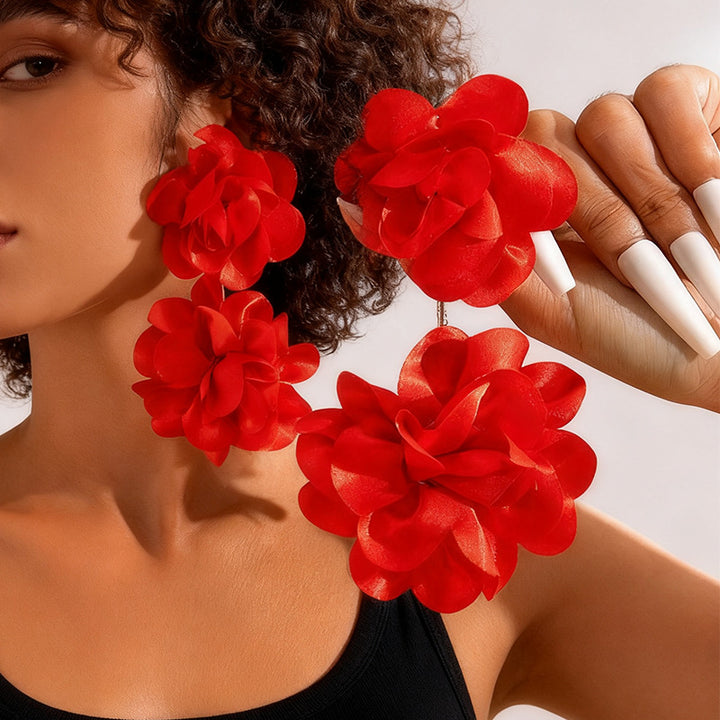 Oversized Flower Earrings Party Wear