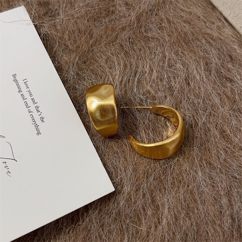 Sculptural Wide C Hoop Earrings Everyday Jewelry