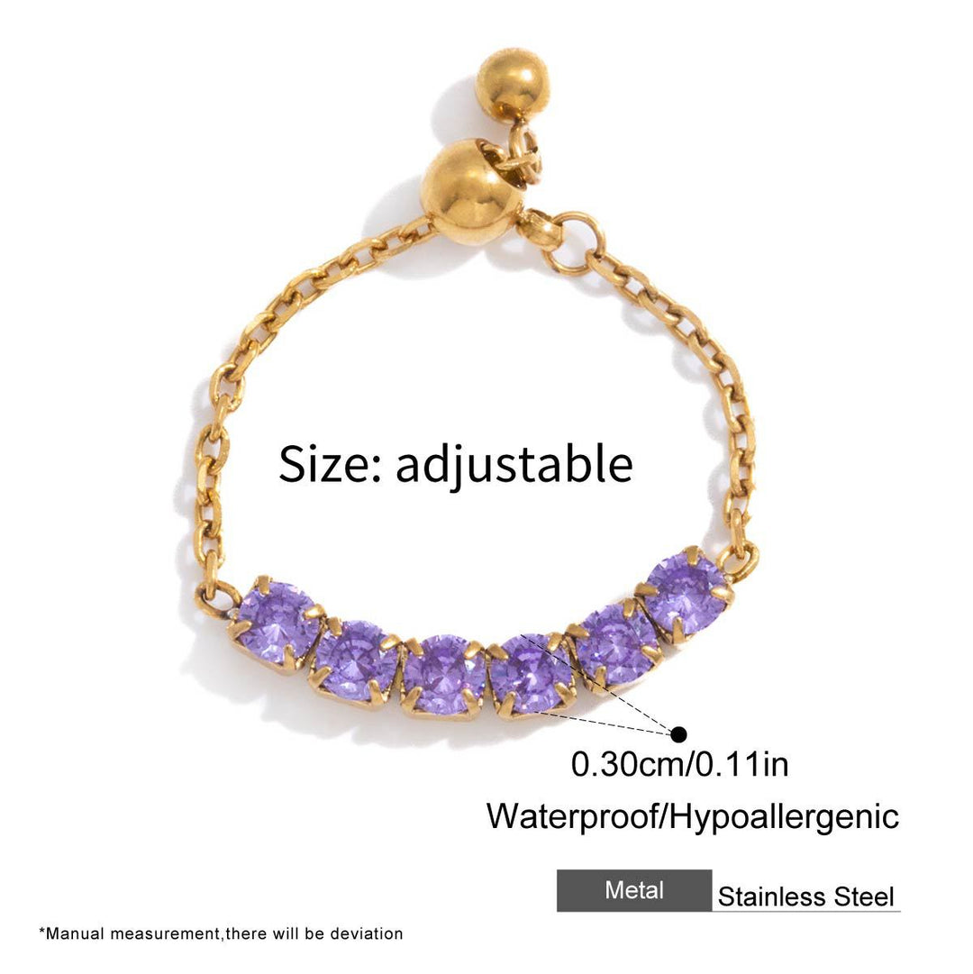 Adjustable Zircon Chain Stack Ring Daily Wear Jewelry
