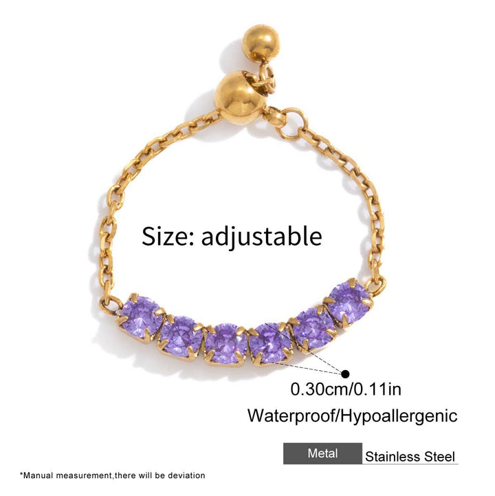 Adjustable Zircon Chain Stack Ring Daily Wear Jewelry